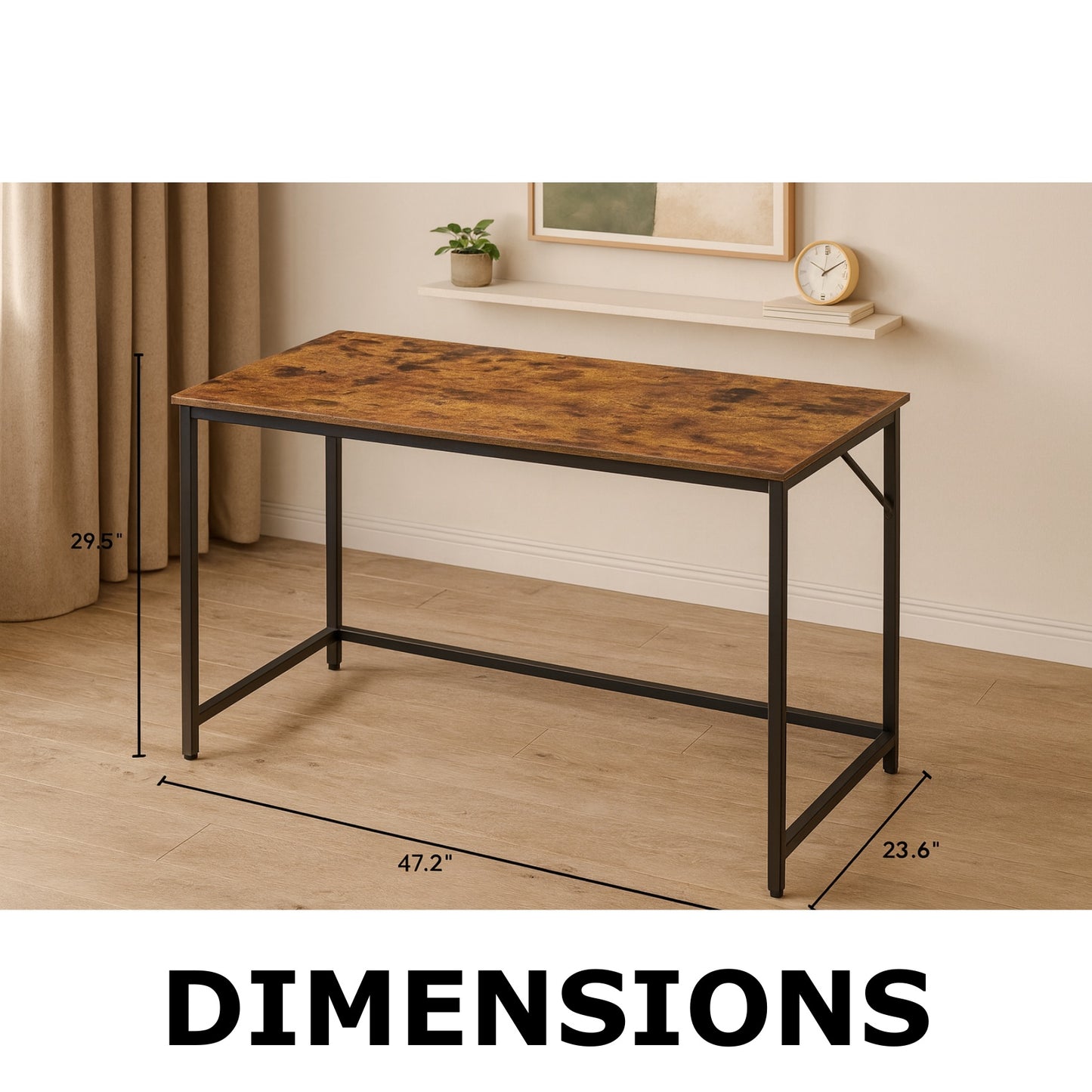 Industrial Large 120CM Computer Desk - Home Office Workstation Study Table Rustic