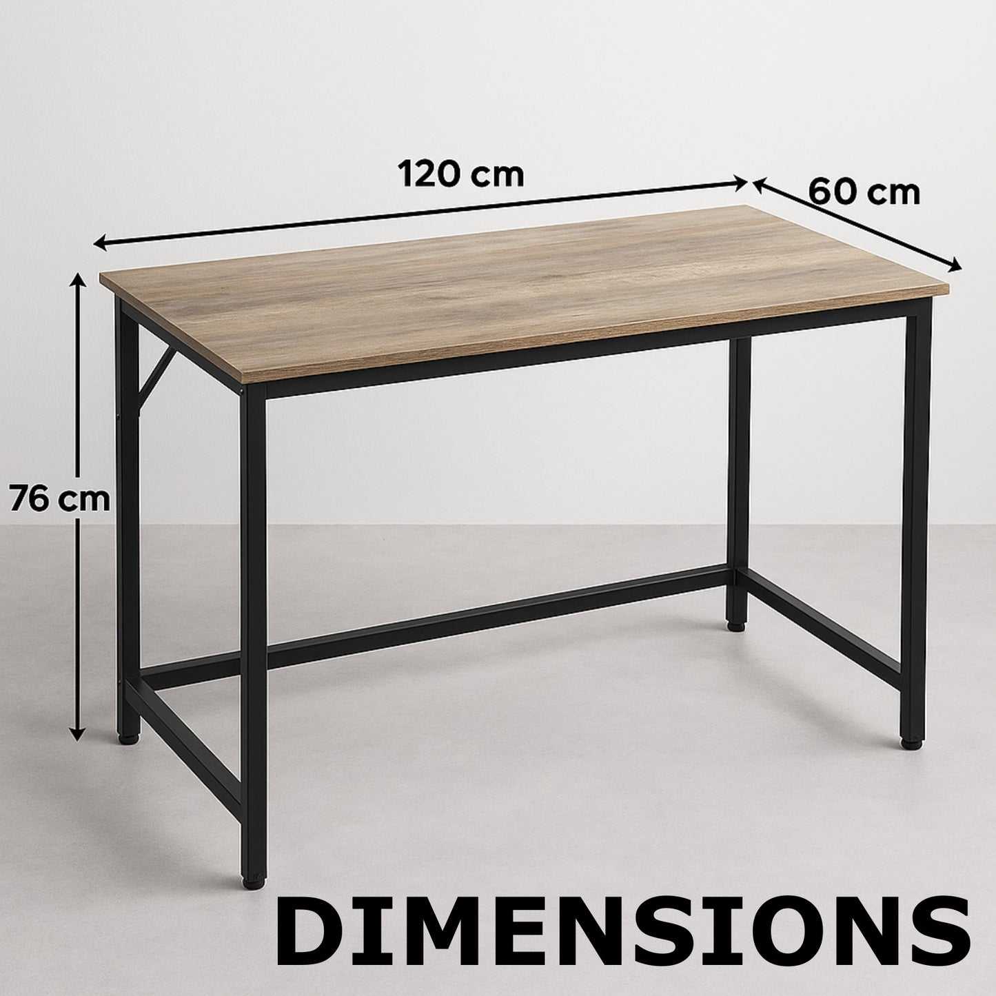 Industrial Large 120CM Computer Desk - Home Office Workstation Study Table Greige