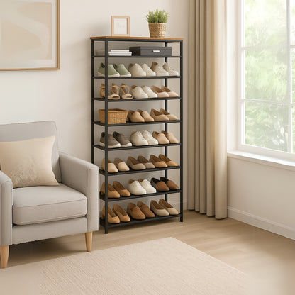 10 Tier Tall Shoe Rack - Free Standing Shoe Storage Organiser for 30 Pairs