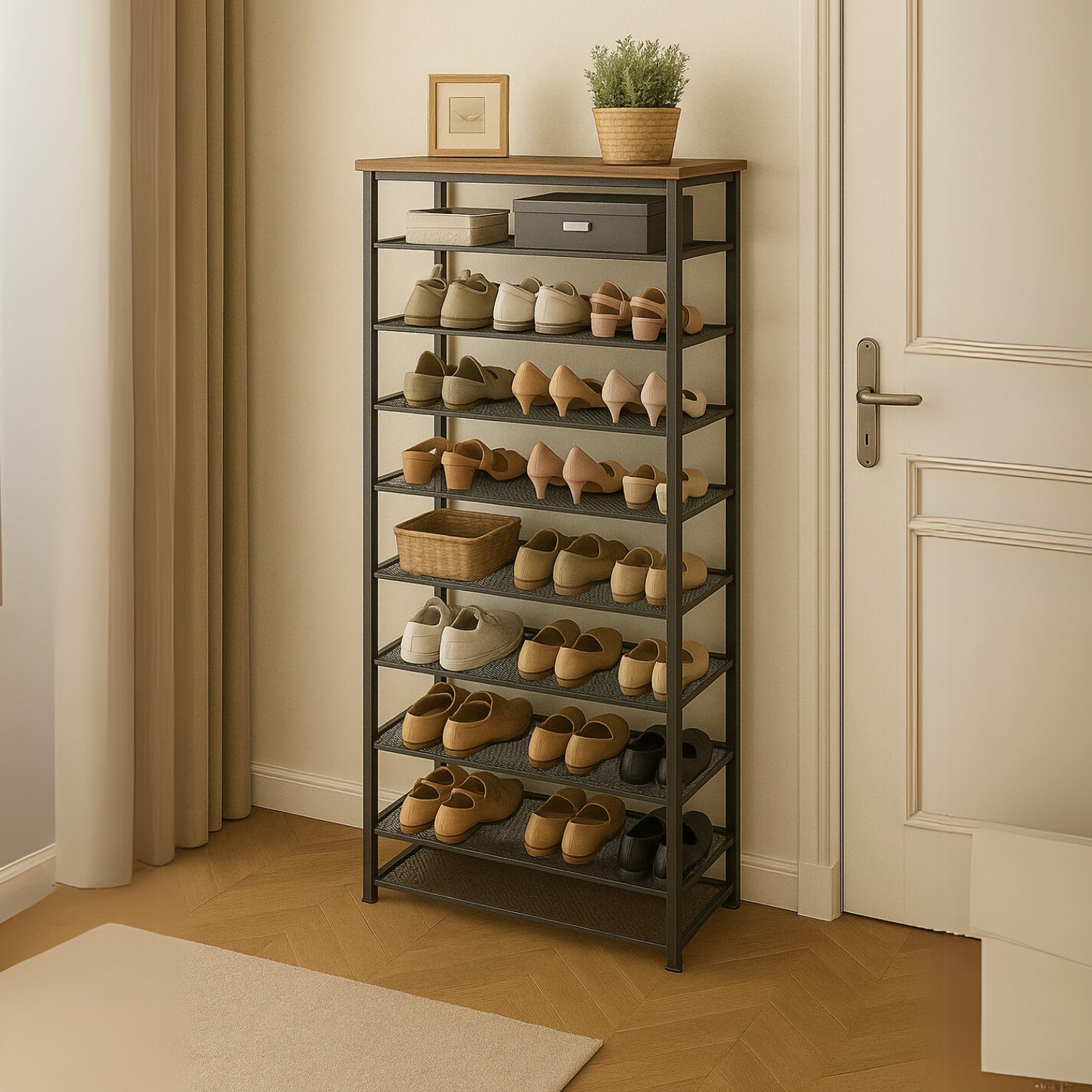 10 Tier Tall Shoe Rack - Free Standing Shoe Storage Organiser for 30 Pairs