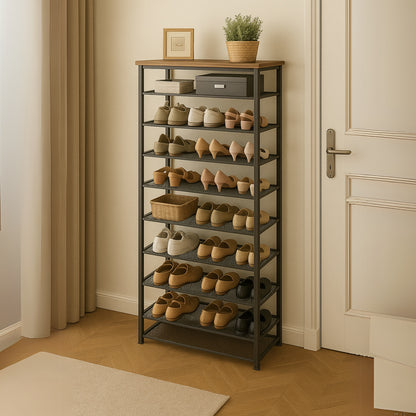 10 Tier Tall Shoe Rack - Free Standing Shoe Storage Organiser for 30 Pairs