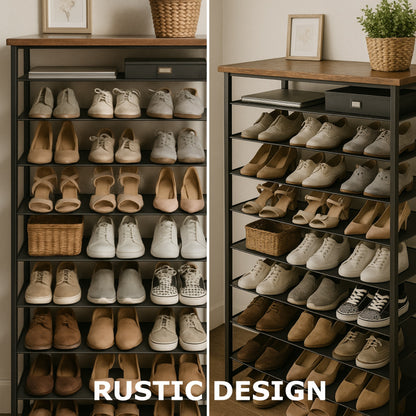 10 Tier Tall Shoe Rack - Free Standing Shoe Storage Organiser for 30 Pairs