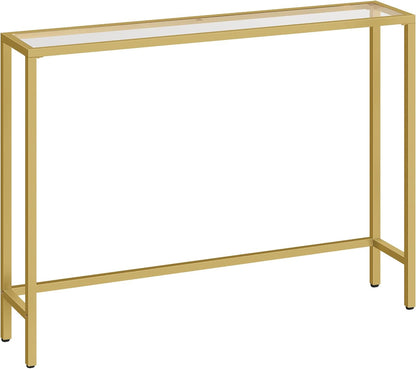 Gold Metal Console Table - Modern Hallway Entryway Narrow Side Table