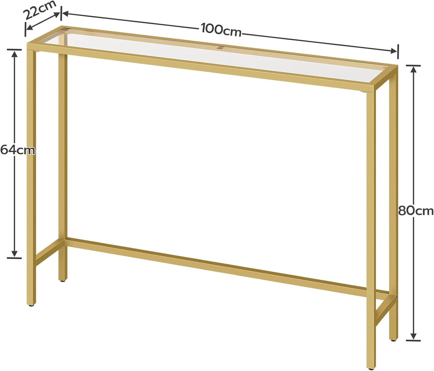 Gold Metal Console Table - Modern Hallway Entryway Narrow Side Table