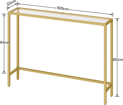 Gold Metal Console Table - Modern Hallway Entryway Narrow Side Table
