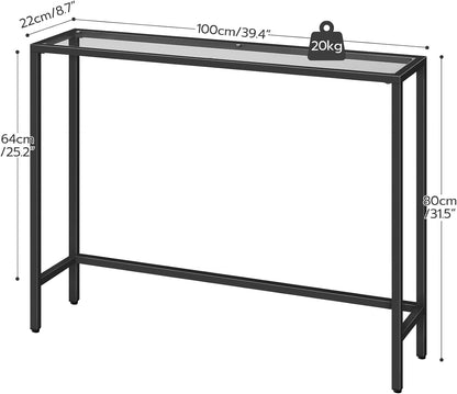 Black Metal Console Table - Modern Hallway Entryway Narrow Side Table