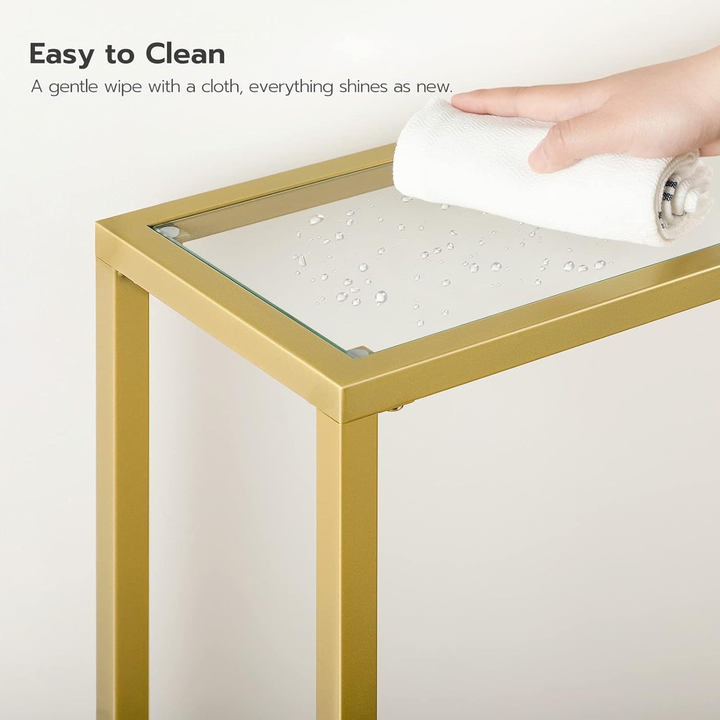 Gold Metal Console Table - Modern Hallway Entryway Narrow Side Table