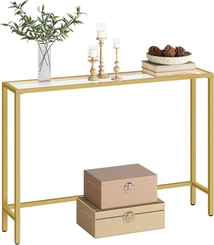 Gold Metal Console Table - Modern Hallway Entryway Narrow Side Table