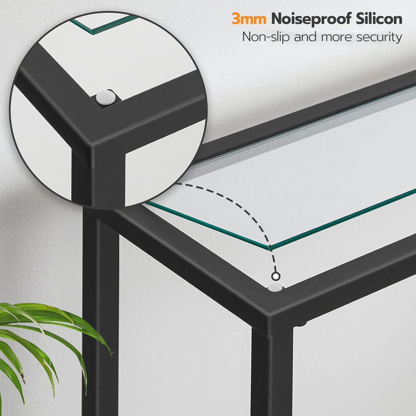 Black Metal Console Table - Modern Hallway Entryway Narrow Side Table