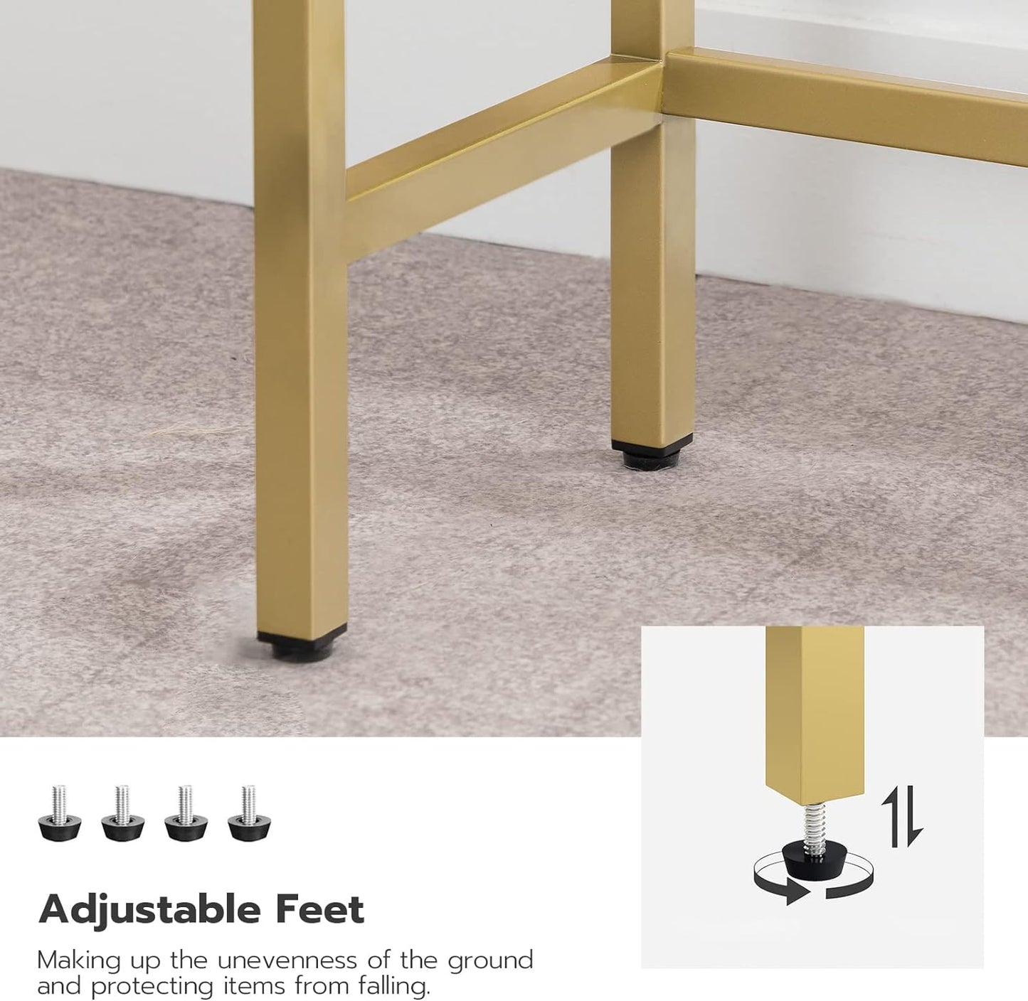Gold Metal Console Table - Modern Hallway Entryway Narrow Side Table