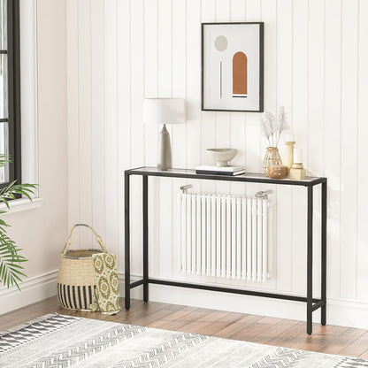 Black Metal Console Table - Modern Hallway Entryway Narrow Side Table