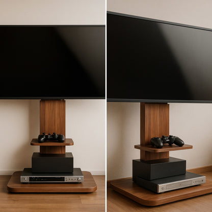 2 Tier Adjustable TV Floor Stand with 2 Shelves - Universal TV Mount 32-65 Inch