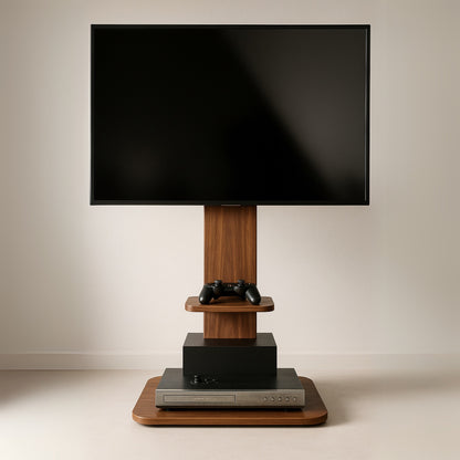 2 Tier Adjustable TV Floor Stand with 2 Shelves - Universal TV Mount 32-65 Inch
