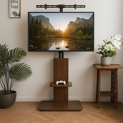 2 Tier Adjustable TV Floor Stand with 2 Shelves - Universal TV Mount 32-65 Inch