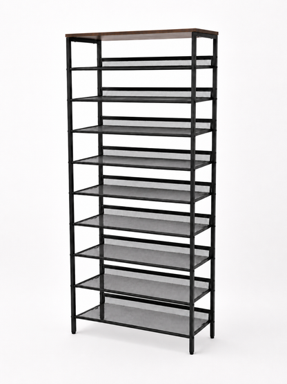 10 Tier Tall Shoe Rack - Free Standing Shoe Storage Organiser for 30 Pairs