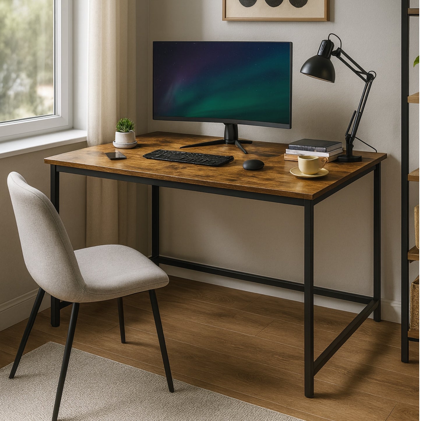 Industrial Large 120CM Computer Desk - Home Office Workstation Study Table Rustic