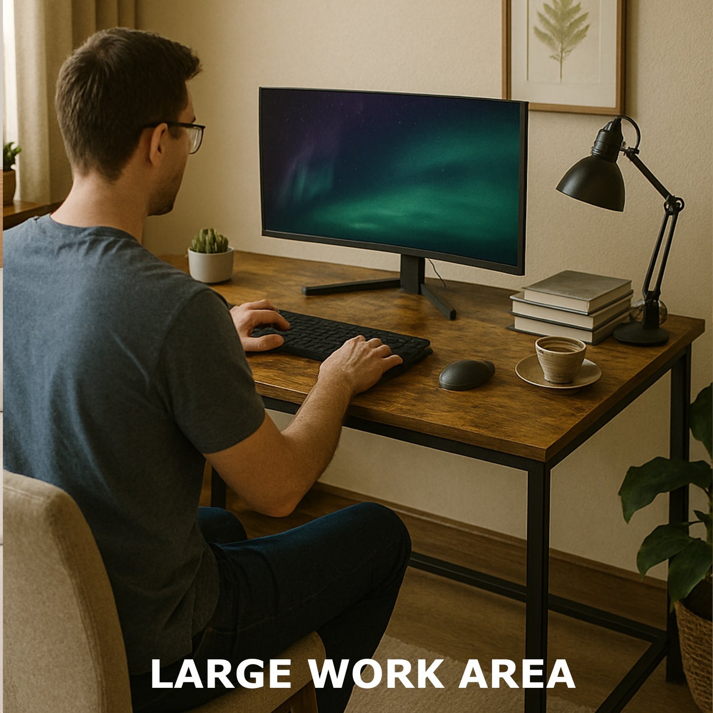 Industrial Large 120CM Computer Desk - Home Office Workstation Study Table Rustic