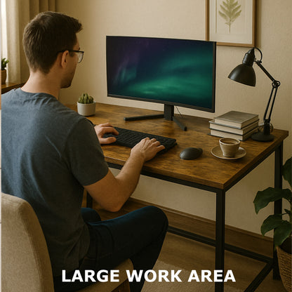 Industrial Large 120CM Computer Desk - Home Office Workstation Study Table Rustic
