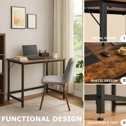 Industrial Large 120CM Computer Desk - Home Office Workstation Study Table Rustic