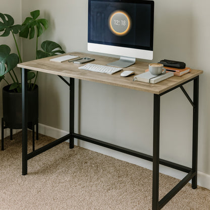 Industrial Large 120CM Computer Desk - Home Office Workstation Study Table Greige