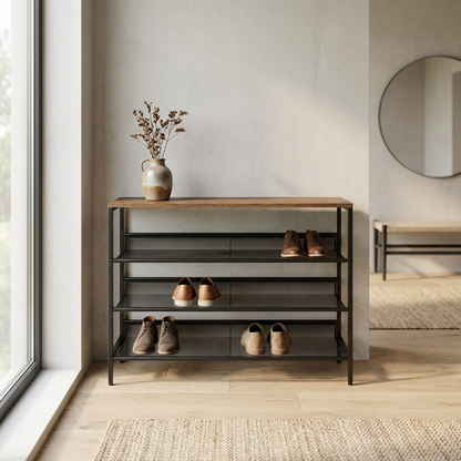 4 Tier Tall Shoe Rack - Free Standing Shoe Storage Organiser