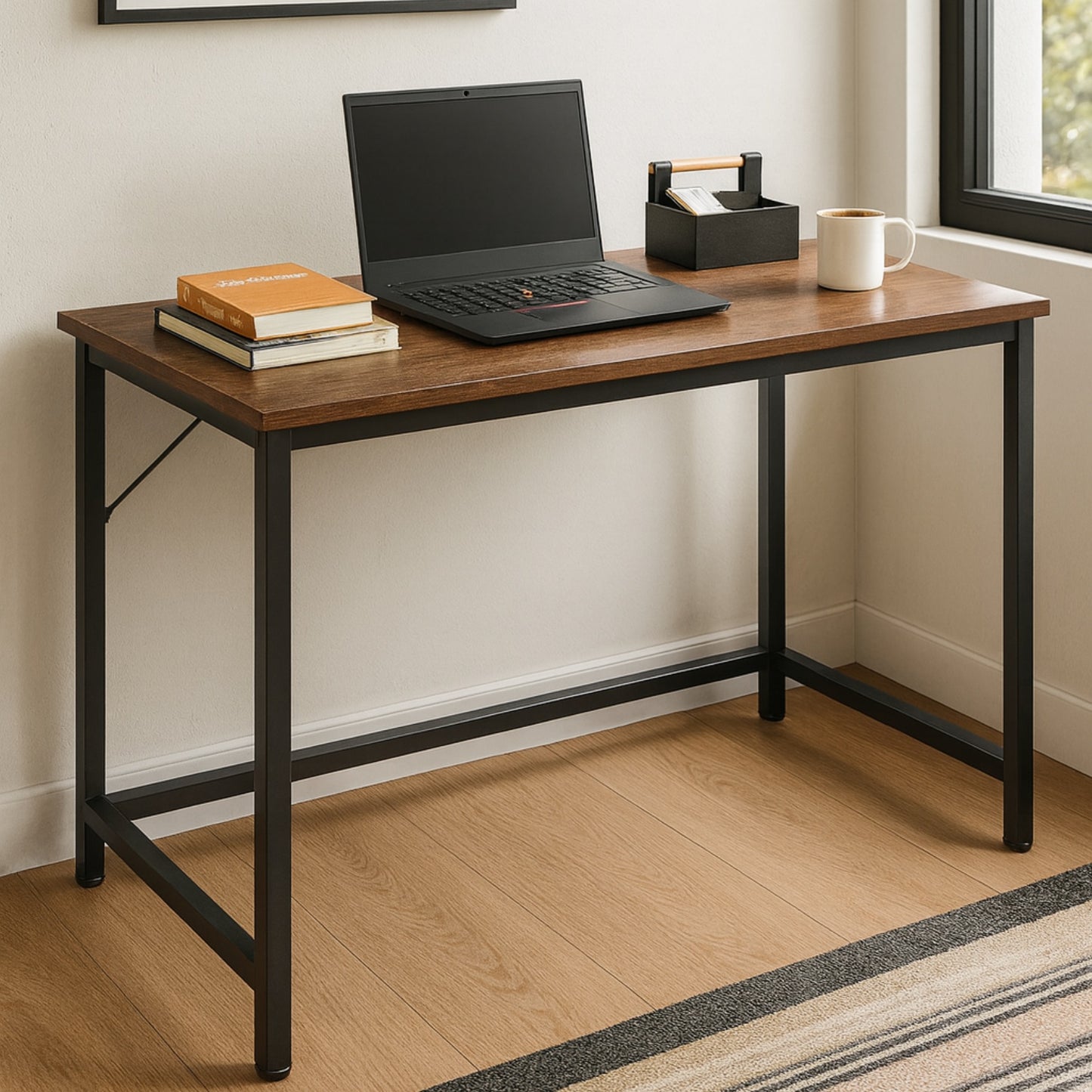 Industrial Large 120CM Computer Desk - Home Office Workstation Study Table Rustic