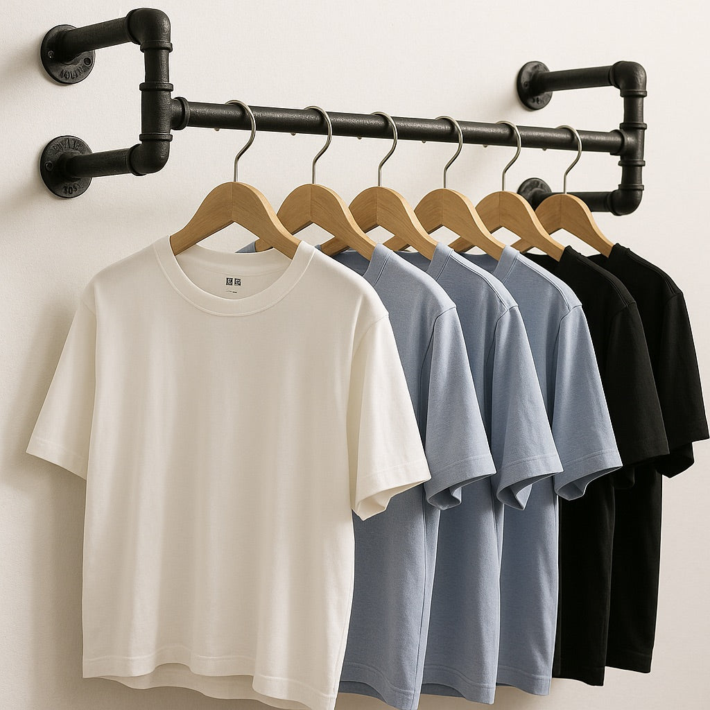 Industrial Heavy Duty Wall-Mounted Hanging Rail - Pipe Floating Clothes Rack Storage