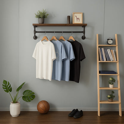 Industrial Heavy Duty Wall-Mounted Hanging Rail - Pipe Floating Clothes Rack Storage