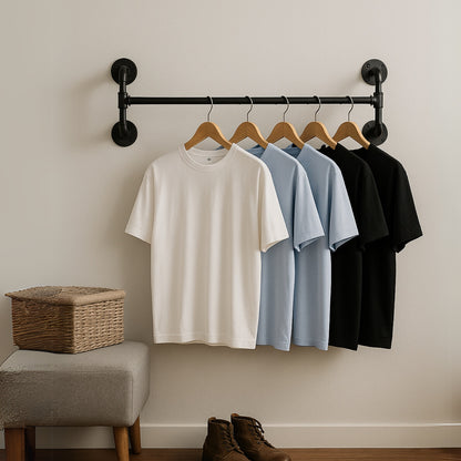 Industrial Heavy Duty Wall-Mounted Hanging Rail - Pipe Floating Clothes Rack Storage