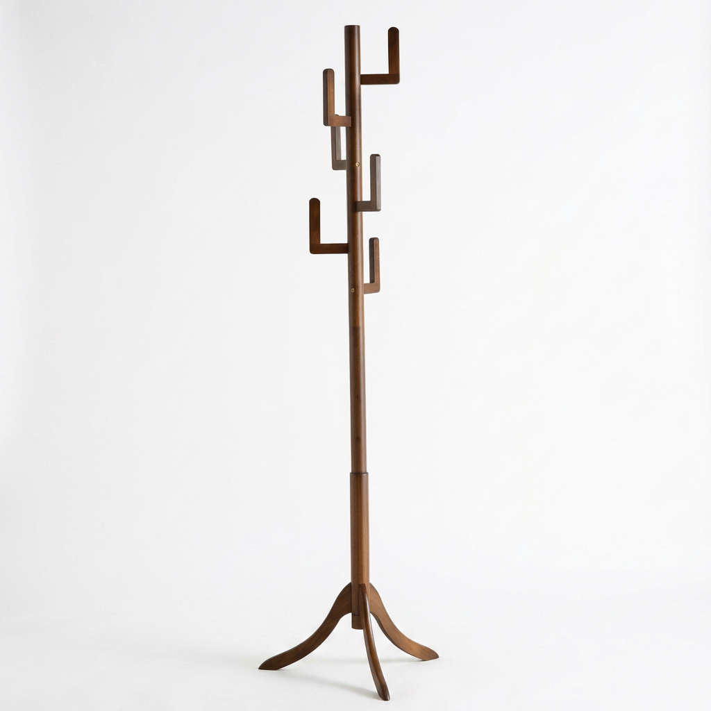Wooden Coat Stand with 6 Hooks - Freestanding Hat & Coat Hanger Tree Rack