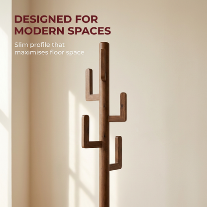 Wooden Coat Stand with 6 Hooks - Freestanding Hat & Coat Hanger Tree Rack