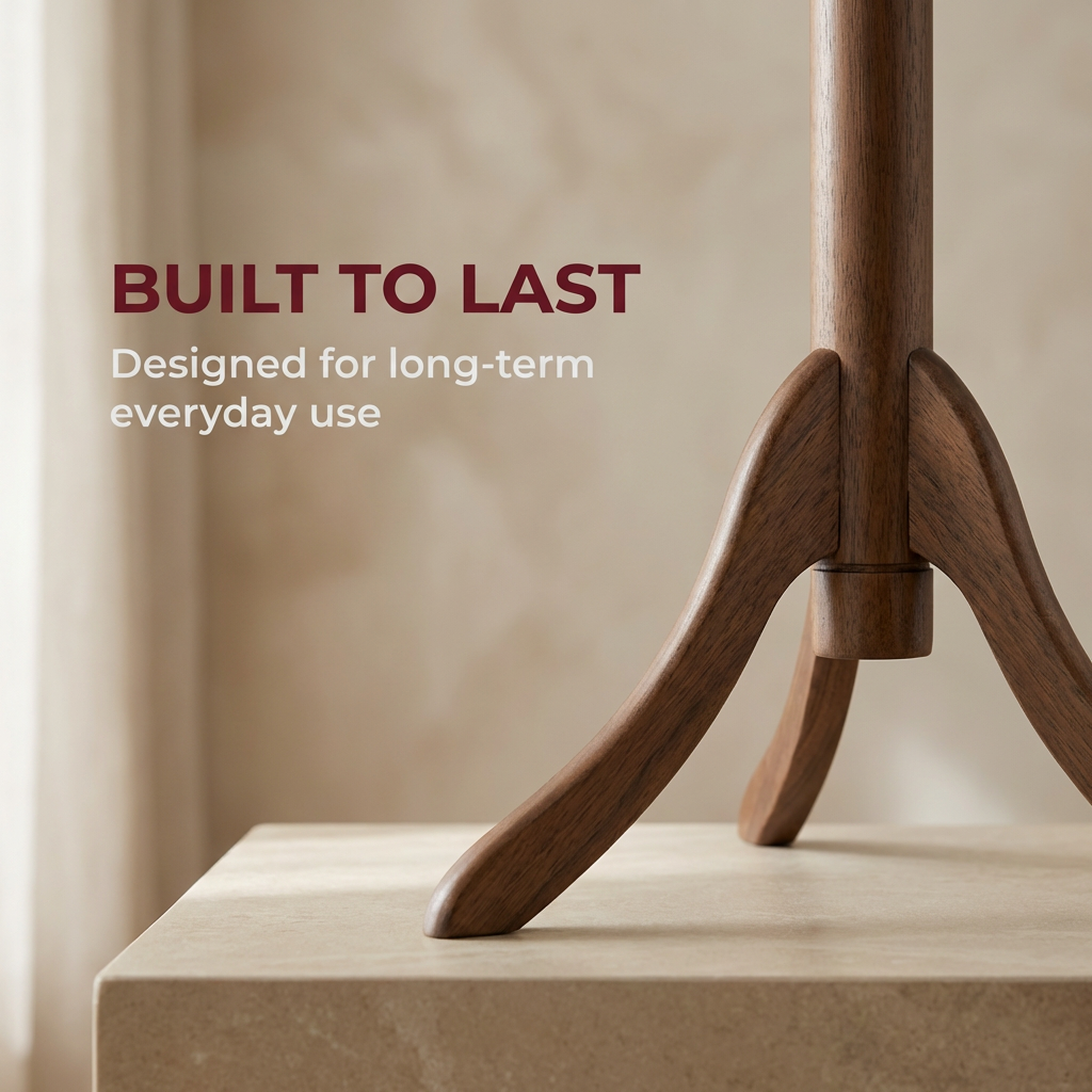Wooden Coat Stand with 6 Hooks - Freestanding Hat & Coat Hanger Tree Rack