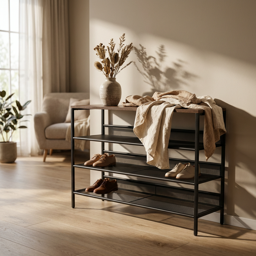 4 Tier Tall Shoe Rack - Free Standing Shoe Storage Organiser