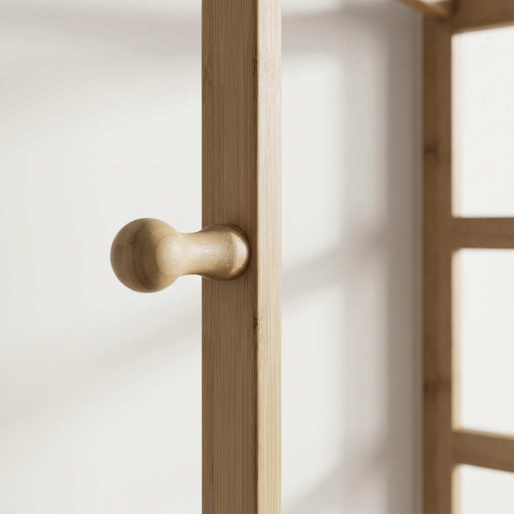 Narrow Bamboo Clothes Rail with 2 Shelves - Compact Garment Rack for Small Spaces