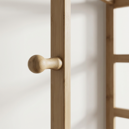 Narrow Bamboo Clothes Rail with 2 Shelves - Compact Garment Rack for Small Spaces