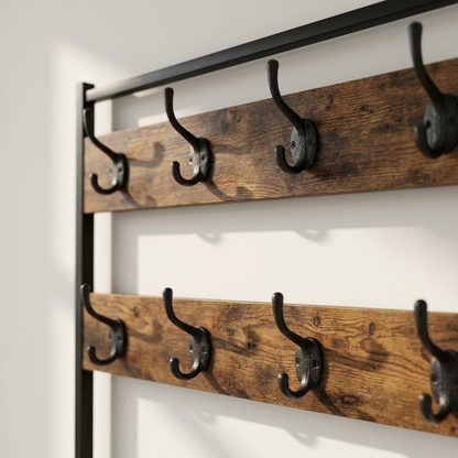 Hall Tree Coat Rack Stand with 5 Tier Shoe Bench - Hallway Entryway Shoe Storage Organiser