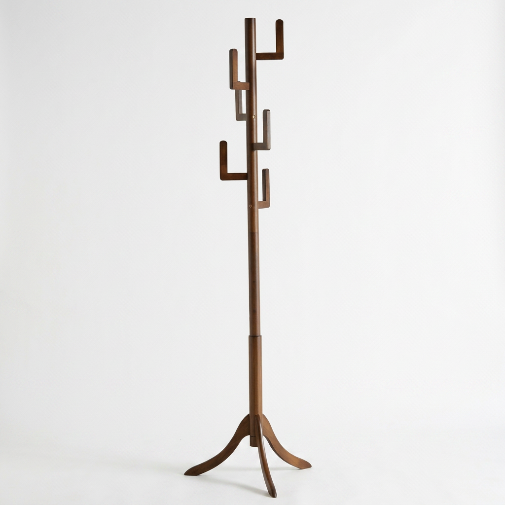 Wooden Coat Stand with 6 Hooks - Freestanding Hat & Coat Hanger Tree Rack
