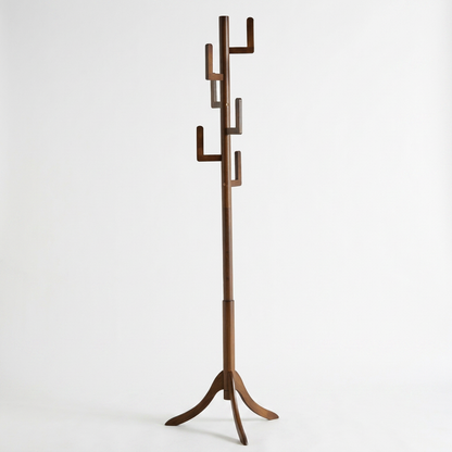 Wooden Coat Stand with 6 Hooks - Freestanding Hat & Coat Hanger Tree Rack