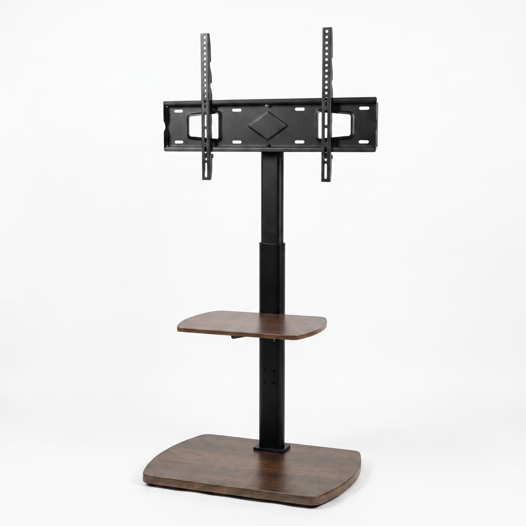 2 Tier Adjustable TV Media Floor Stand with 2 Shelves - Universal TV Mount 32-65 Inch