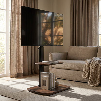 2 Tier Adjustable TV Media Floor Stand with 2 Shelves - Universal TV Mount 32-65 Inch