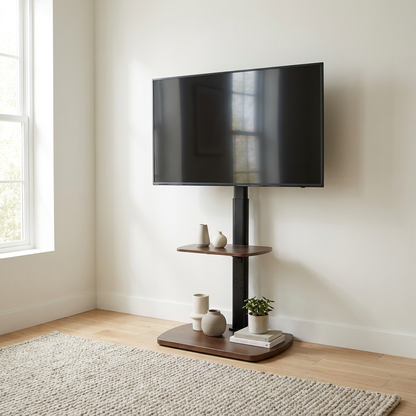 2 Tier Adjustable TV Media Floor Stand with 2 Shelves - Universal TV Mount 32-65 Inch