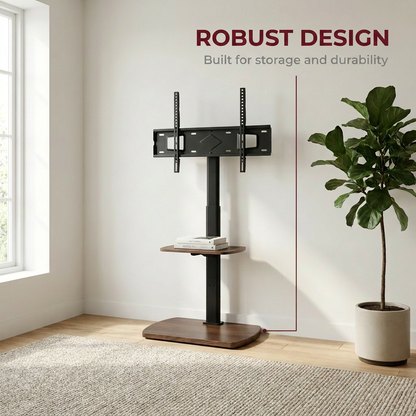 2 Tier Adjustable TV Media Floor Stand with 2 Shelves - Universal TV Mount 32-65 Inch