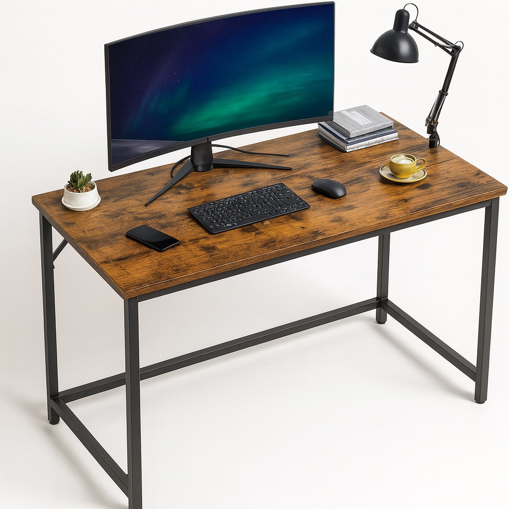 Industrial Large 120CM Computer Desk - Home Office Workstation Study Table Rustic