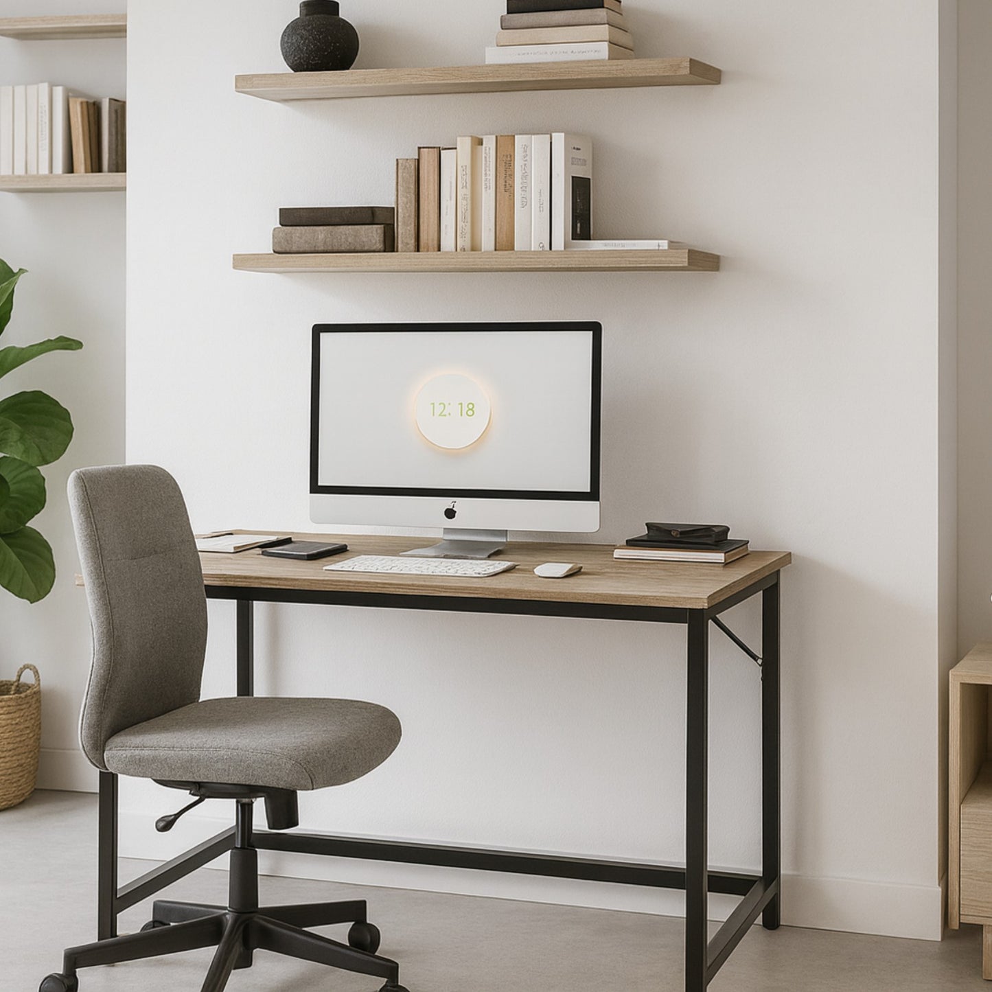 Industrial Large 120CM Computer Desk - Home Office Workstation Study Table Greige