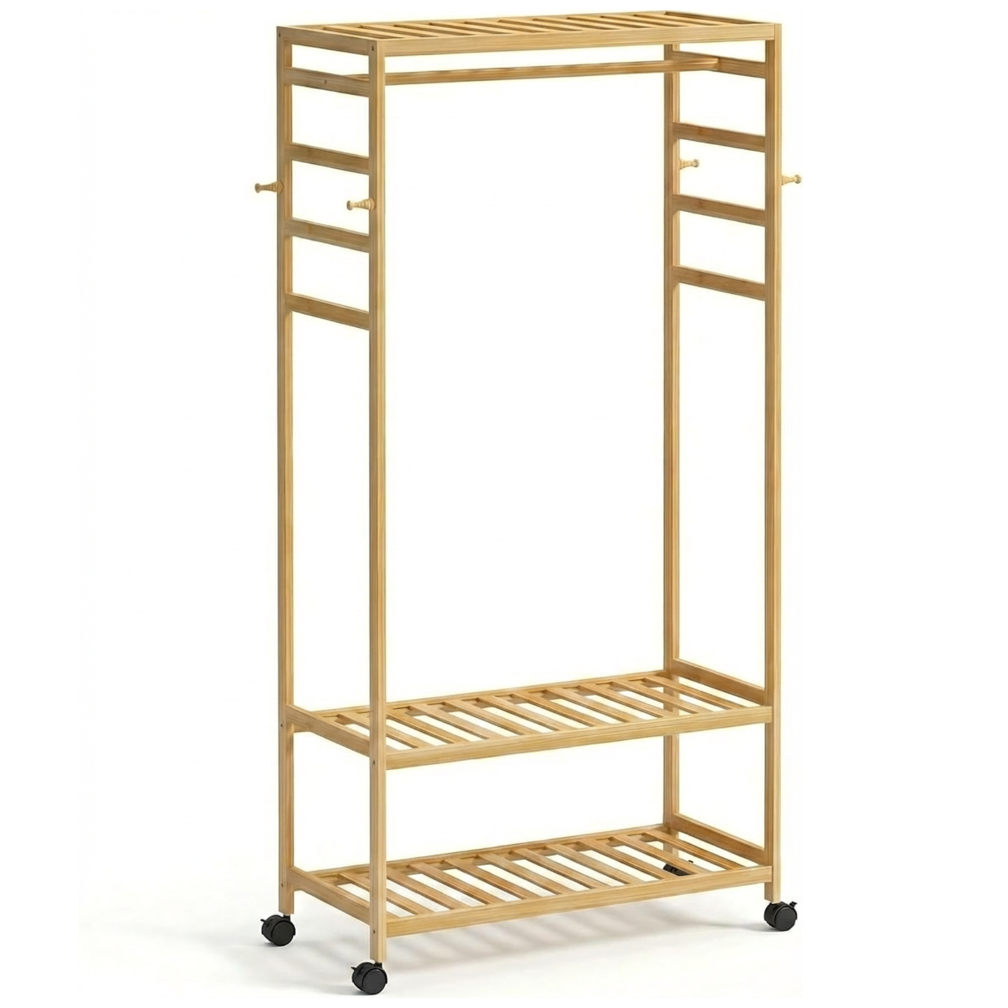 Bamboo 4-in-1 Open Wardrobe with Shoe Rack - Bedroom Clothes Storage Organiser