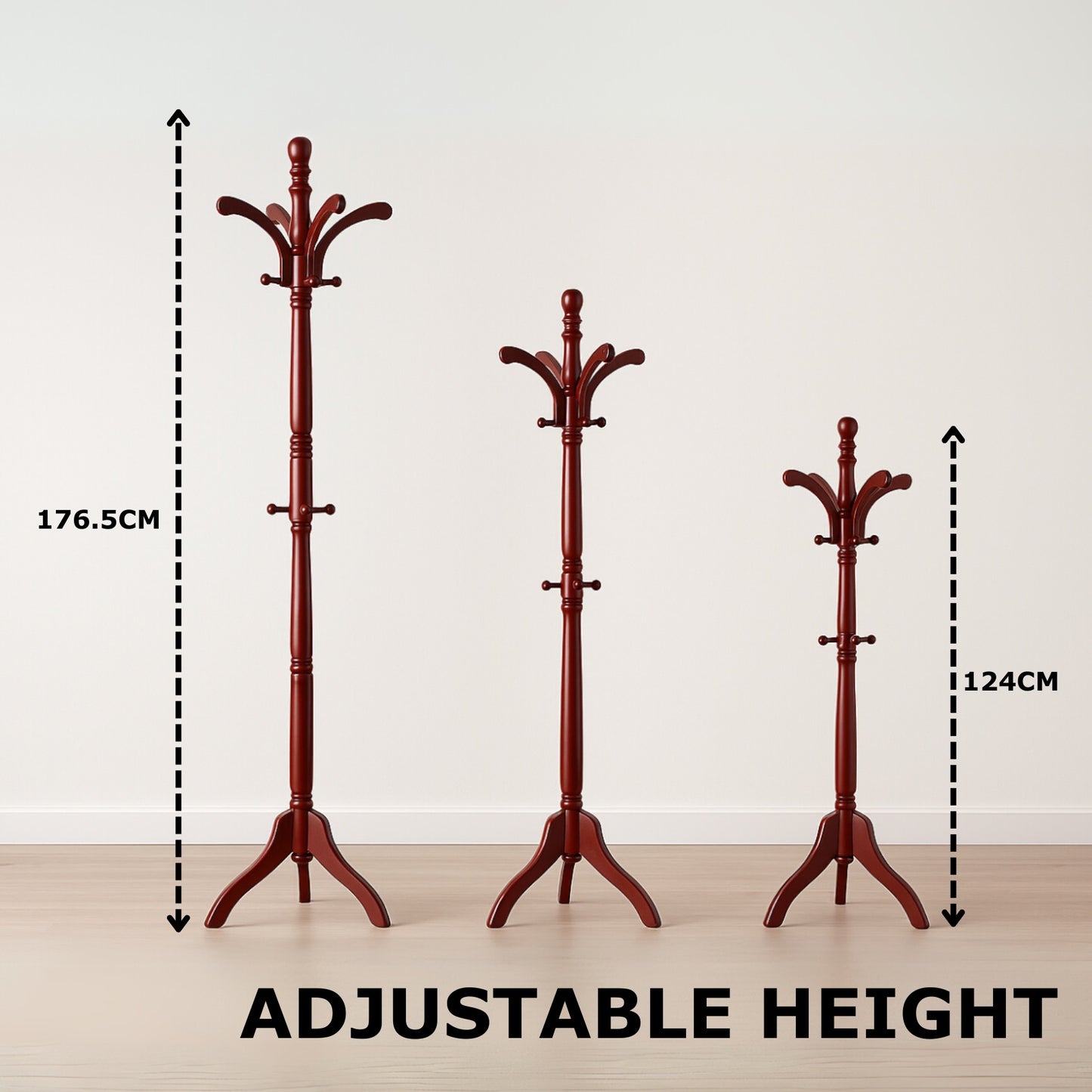 Wooden Coat Stand with 13 Hooks - Freestanding Hat & Coat Hanger Tree Rack
