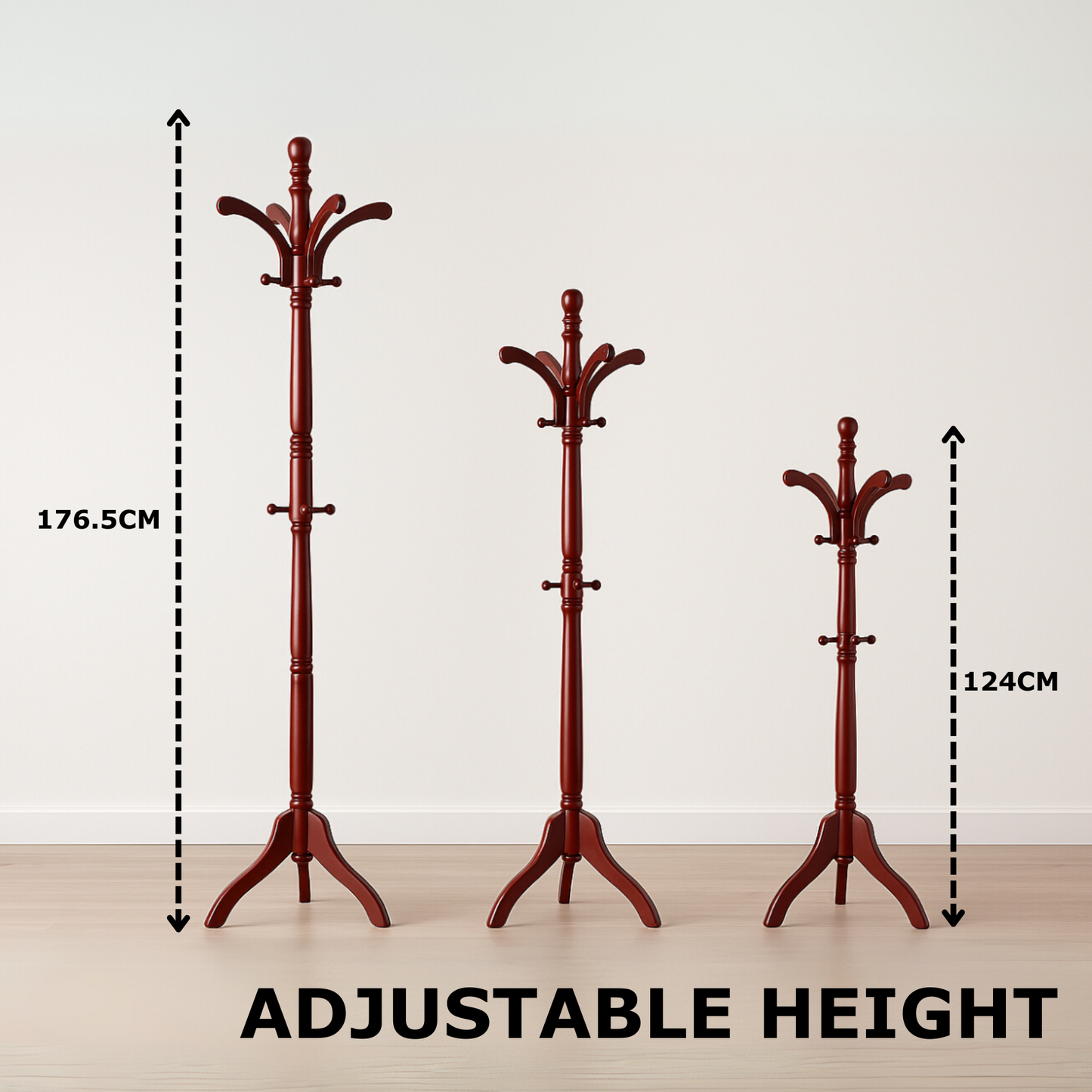 Wooden Coat Stand with 13 Hooks - Freestanding Hat & Coat Hanger Tree Rack