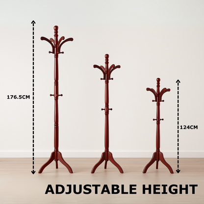 Wooden Coat Stand with 13 Hooks - Freestanding Hat & Coat Hanger Tree Rack