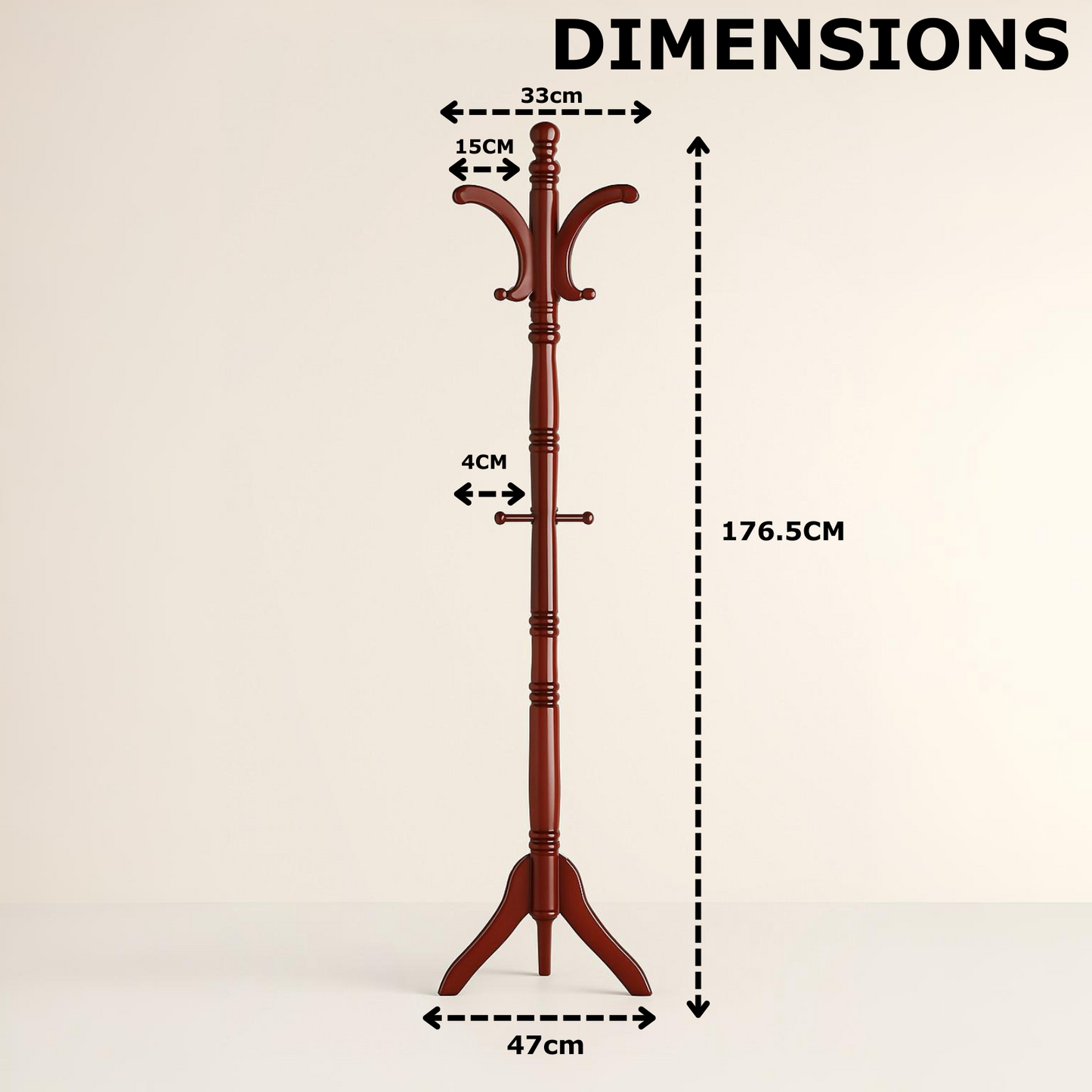 Wooden Coat Stand with 13 Hooks - Freestanding Hat & Coat Hanger Tree Rack